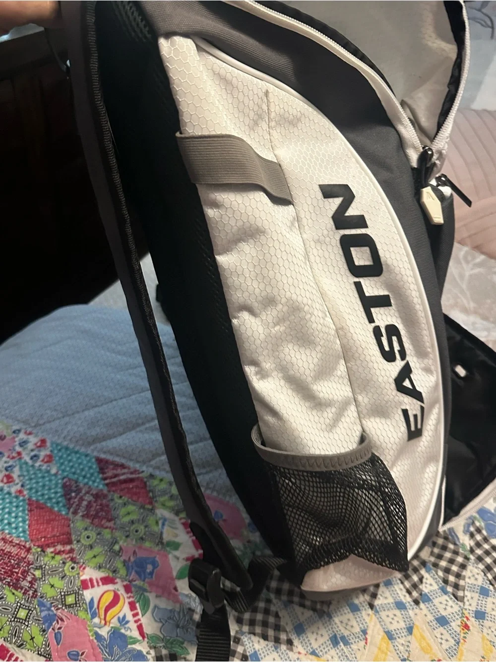 Easton White and Gray Sports Backpack